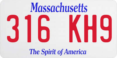 MA license plate 316KH9