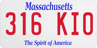 MA license plate 316KI0