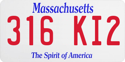 MA license plate 316KI2