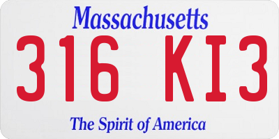 MA license plate 316KI3