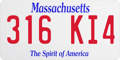 MA license plate 316KI4