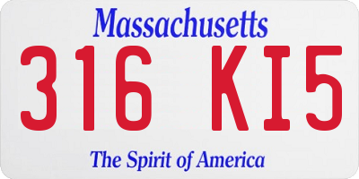 MA license plate 316KI5