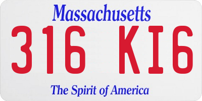 MA license plate 316KI6