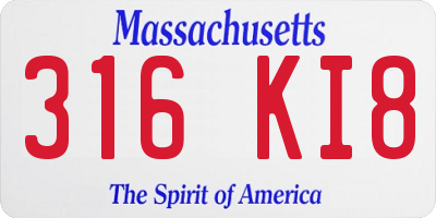 MA license plate 316KI8