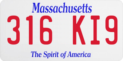 MA license plate 316KI9