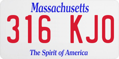 MA license plate 316KJ0
