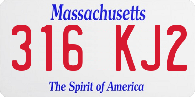 MA license plate 316KJ2