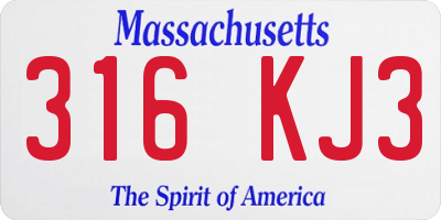 MA license plate 316KJ3