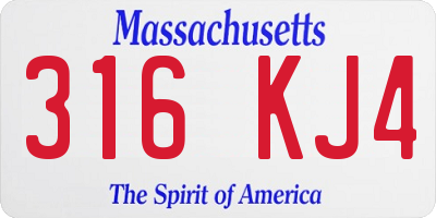 MA license plate 316KJ4