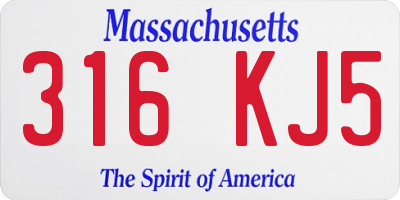 MA license plate 316KJ5
