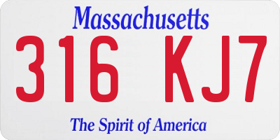 MA license plate 316KJ7
