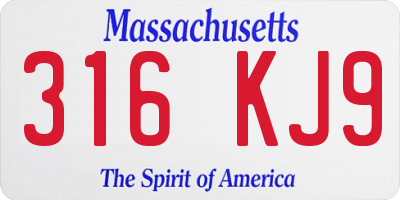 MA license plate 316KJ9