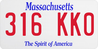 MA license plate 316KK0