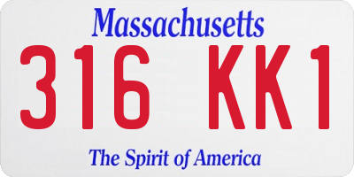 MA license plate 316KK1