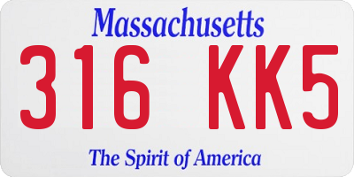 MA license plate 316KK5