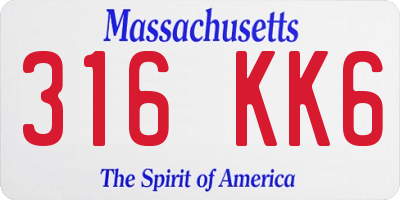 MA license plate 316KK6