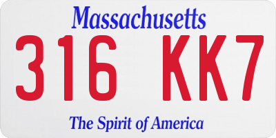 MA license plate 316KK7