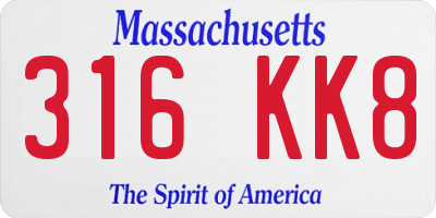 MA license plate 316KK8