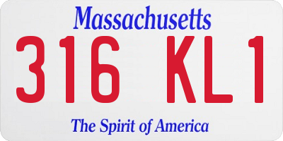 MA license plate 316KL1