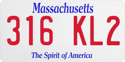 MA license plate 316KL2