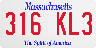 MA license plate 316KL3