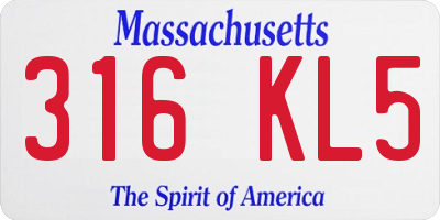 MA license plate 316KL5