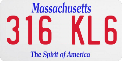 MA license plate 316KL6