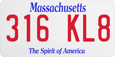 MA license plate 316KL8