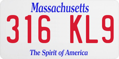 MA license plate 316KL9