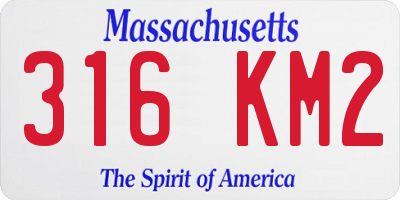MA license plate 316KM2