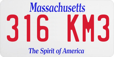 MA license plate 316KM3
