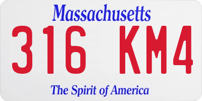 MA license plate 316KM4