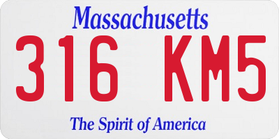 MA license plate 316KM5