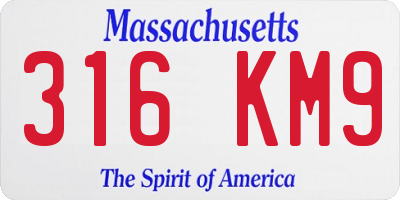 MA license plate 316KM9