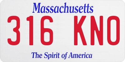 MA license plate 316KN0