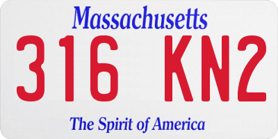MA license plate 316KN2