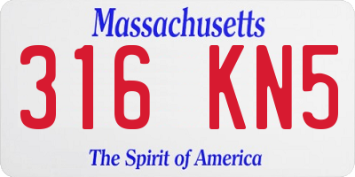 MA license plate 316KN5