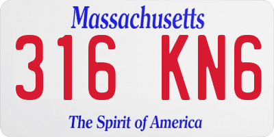 MA license plate 316KN6