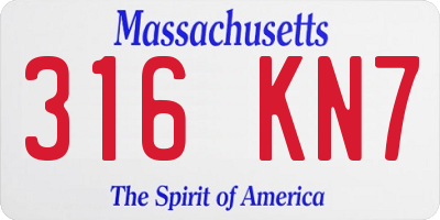 MA license plate 316KN7
