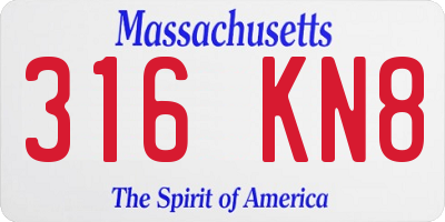 MA license plate 316KN8