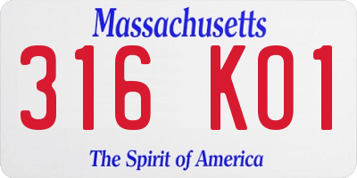 MA license plate 316KO1
