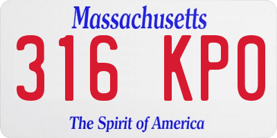 MA license plate 316KP0