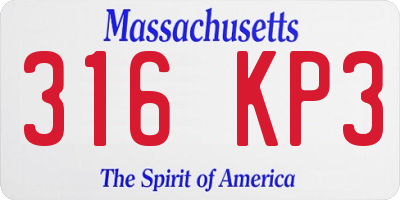 MA license plate 316KP3