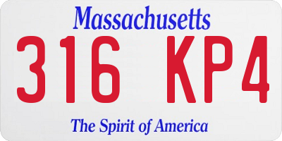 MA license plate 316KP4