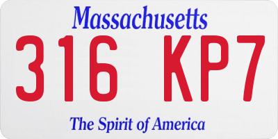 MA license plate 316KP7