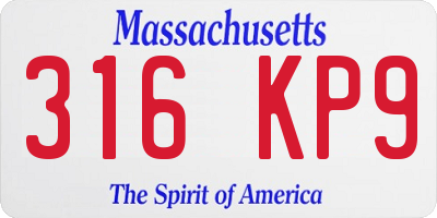 MA license plate 316KP9