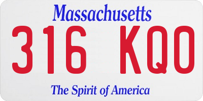 MA license plate 316KQ0