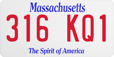MA license plate 316KQ1