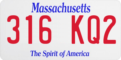 MA license plate 316KQ2