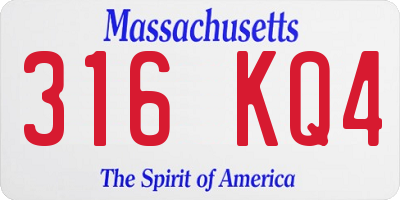 MA license plate 316KQ4